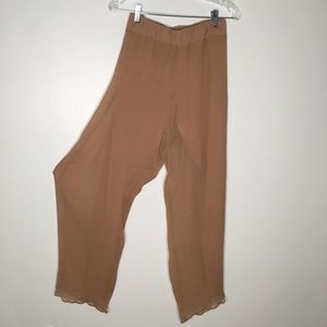 Soft Surroundings Crinkle Silk Wide Leg Pants